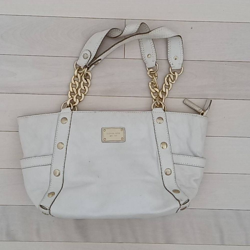 Michael Kors Women's Chain Leather Strap Shoulder Bag White